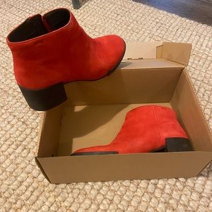 Camper Booties, genuine suede, red